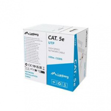 LANBERG LAN KABEL CAT.5E UTP 100M SOLID CU GREY CPR + FLUKE PASSED
