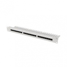 LANBERG PATCH PANEL 24 PORTŮ 1U 19" CAT.6A UTP S POLICÍ ŠEDÝ