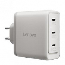 Lenovo CONS  Multi-port USB-C 100W GaN Charger = napájecí adaptér s 3x UBS-C v bílé barvě