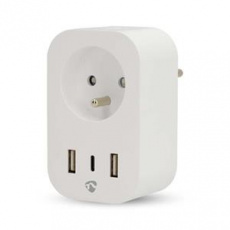 Nedis WIFIP151EWT - WiFi Chytrá Zásuvka |Typ E (CEE 7/6) / 1x USB-C™ / 2x USB | 0 - 55 °C | Android™ / IOS | Bílá