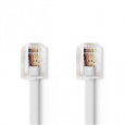 Nedis TCGL90200WT20 - Telefonní Kabel | RJ11 Zástrčka - RJ11 Zástrčka | Plochý |  2 m | Bílá