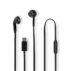 Nedis HPWD4024BK - Kabelová Sluchátka | Do uší  | USB-C | Délka kabelu: 1.2 m | mikrofon |  Ovládání Hlasitosti | Černá