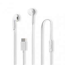 Nedis HPWD4024WT- Kabelová Sluchátka | Do uší  | USB-C | Délka kabelu: 1.2 m | mikrofon |  Ovládání Hlasitosti | Bílá