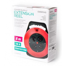 OMEGA 4-ZÁSUVKOVÝ PRODLUŽOVACÍ KABEL ZATAHOVACÍ BUBEN 8M 16A FRANCOUZSKÁ ZÁSTRČKA
