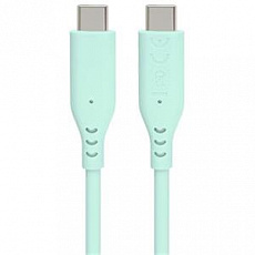 PremiumCord Silikonový kabel s konektory USB-C 60W 480Mbps tyrkysový extra měkký 1,5m
