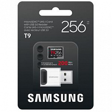 Samsung T9/Micro SDXC/256GB/UHS-I U3 / Class 10/+ Adaptér/Černá + USB Adaptér