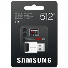 Samsung T9/Micro SDXC/512GB/UHS-I U3 / Class 10/+ Adaptér/Černá + USB Adaptér