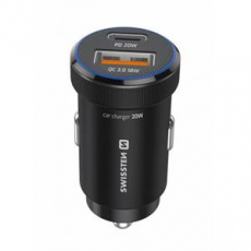 SWISSTEN CL ADAPTÉR USB-C PD + USB-A, 20W ČERNÝ + KABEL USB-C / USB-C, 1 M