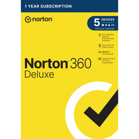 NORTON 360 DELUXE 50GB +VPN 1 uživatel pro 5 zařízení na 1rok