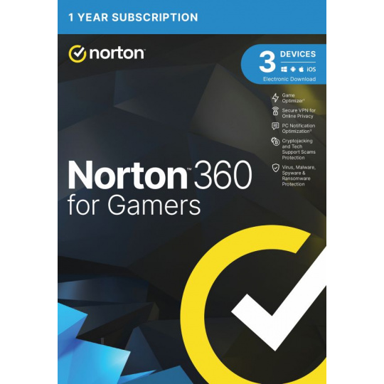 NORTON 360 FOR GAMERS 50GB CZ 1 USER 3 zařízení na 12 měsíců