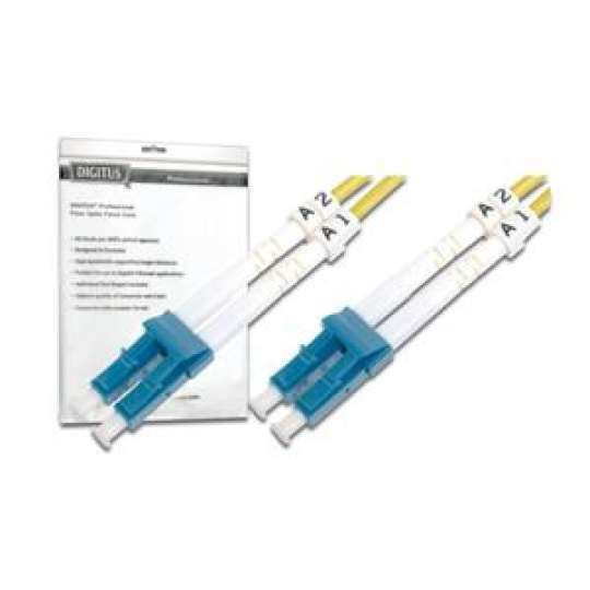 DIGITUS Fiber Optic Patch Cord, LC to LC, Singlemode, OS1, 09/125 µ, Duplex Length 7m