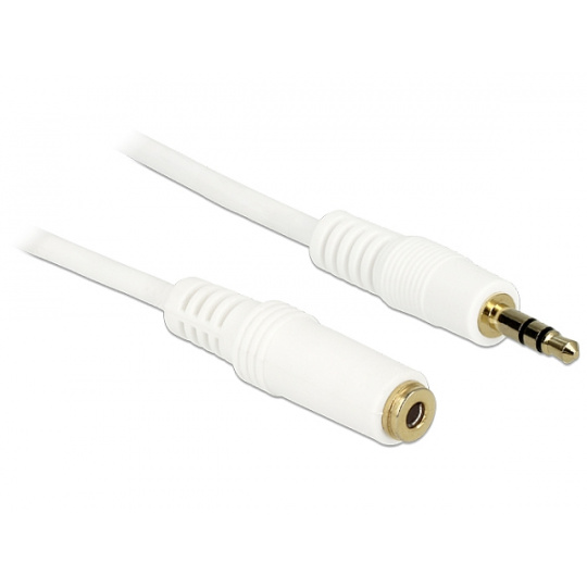 Delock Stereo Jack Extension Cable 3.5 mm 3 pin male > female 1 m white