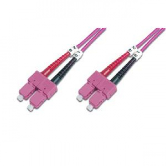 DIGITUS Fiber Optic Patch Cord, SC to SC, Multimode OM4 - 50/125 µ, Duplex, color RAL4003 Length 1m