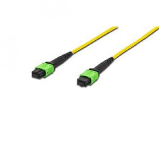 Digitus Fiber Optic Patchcord, MPO to MPO, Female OS2, Singlemode 09/125 µ, 20m, Method A Jacket: yellow, Housing: green