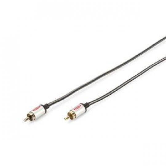 Ednet Audio propojovací kabel, 1x RCA samec/samec, 1,5 m, mono, stíněný, bavlna, zlato, stříbrný/černý