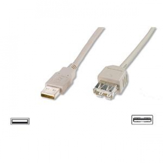 Digitus USB kabel prodlužovací A-A, 2xstíněný, měď, 1,8m, šedý