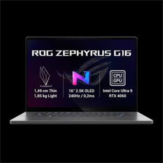 ASUS ROG Zephyrus G16 - Intel Ultra 9 185H/32GB/1TB SSD/RTX 4060 8GB/16"/2,5K/OLED/240Hz/2y PUR/Win 11 Home/šedá