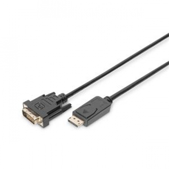 DIGITUS DisplayPort adaptérový kabel DP - DVI (24+1) M/M, 3,0 m, s blokováním, kompatibilní s DP 1.1a, CE