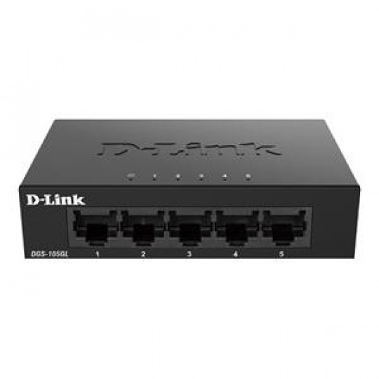 D-Link DGS-105GL/E 5-Port Gigabit Ethernet Metal Housing Unmanaged Light Switch without IGMP- 5-Port 10/100/1000 Mbps