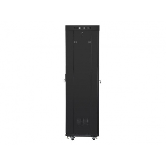 LANBERG Volně stojící skříň 19" 42U/600x600 (v rozloženém stavu) síťované dveře LCD černá (RAL9004)