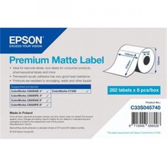 EPSON Premium Matte Label - Die-Cut Roll: 105mm x 210mm, 282 labels