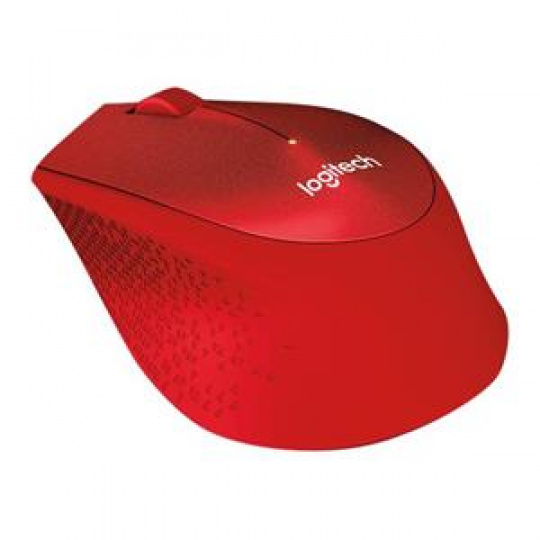 Logitech myš Wireless M330 Silent Plus, optická, bezdrátová, 3 tlačítka, červená, 1000dpi