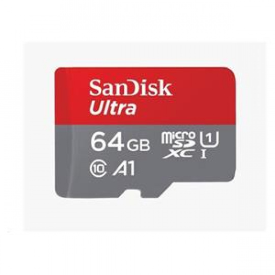 SanDisk MicroSDXC karta 64GB Ultra (120 MB/s, A1 Class 10 UHS-I, Android) + adaptér