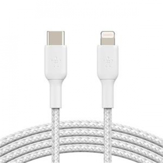 Belkin USB-C kabel s lightning konektorem, 1m, bílý - odolný