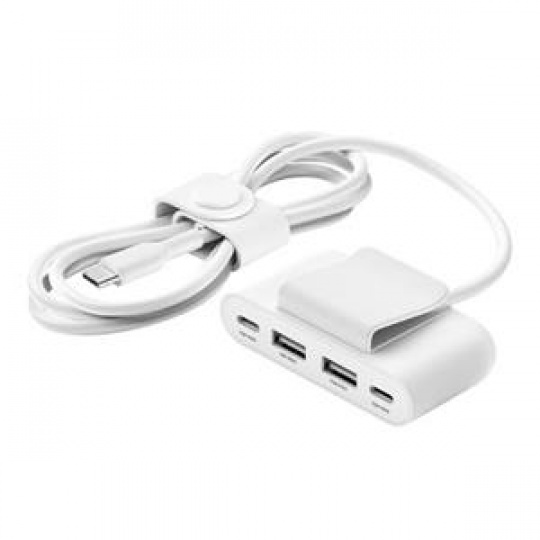 Belkin BOOST CHARGE™ 4-portový USB Power Extender (2xUSB-C, 2xUSB-A) až 30W + 2m USB-C kabel, bílá