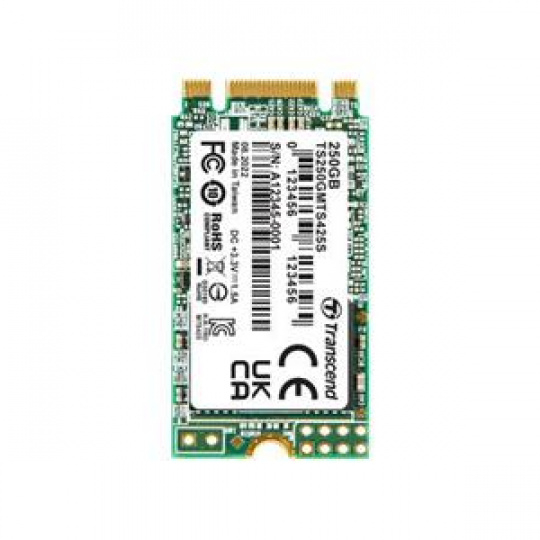 TRANSCEND MTS425S 250GB SSD disk M.2 2242, SATA III 6Gb/s (3D TLC), 500MB/s R, 330MB/s W