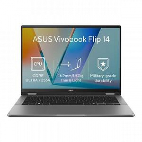 ASUS Vivobook 14 Flip - Ultra 7 Processor 256V/16GB/1TB SSD/14"/WUXGA/OLED/Touch/2y PUR/Win 11 Home/šedá ASUS Vivobook 14 Flip - Ultra 7 Processor 256V/16GB/1TB SSD/14"/WUXGA/OLED/Touch/2y PUR/Win 11 Home/šedá