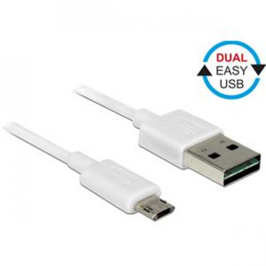 Delock kabel EASY-USB 2.0 Type-A samec > EASY-USB 2.0 Type Micro-B samec bílý 0,5 m