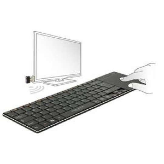 Delock Bezdrátová klávesnice pro Smart TV a Windows PC s Touch Padem 6 mm tenký