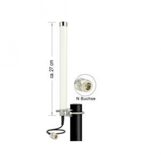 Delock LTE / GSM / UMTS Antenna N jack 2 - 6,5 dBi omnidirectional fixed pole mount white outdoor