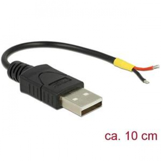 Delock Kabel USB 2.0 Typ-A samec > 2 x dráty bez konektoru 10 cm