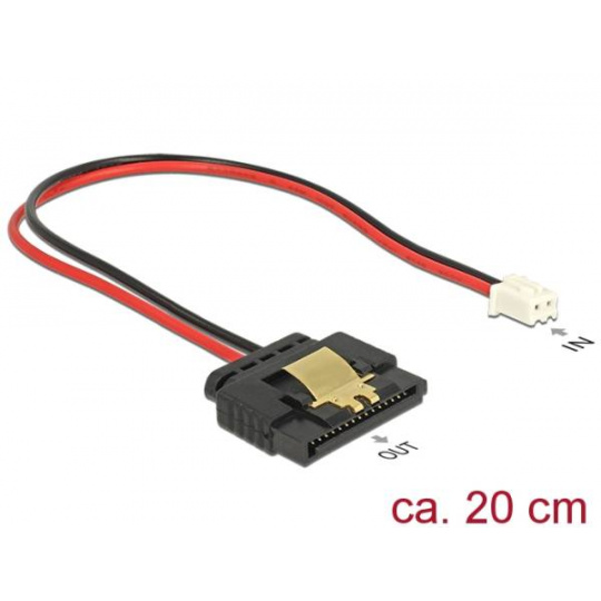 Delock Kabel Power 2 Pin Buchse > 1 x SATA 15 Pin Buchse (5 V) Metallclip 20 cm