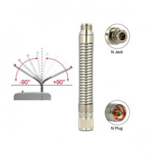 Delock Antenna Extension N Plug > N Jack Stainless steel flexible