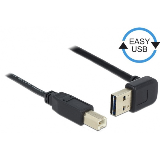 Delock Kabel EASY-USB 2.0 Typ-A samec pravoúhlý nahoru / dolů > USB 2.0 Typ-B samec 1 m