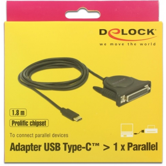 Delock Adaptér USB Type-C™ 2.0 samec > 1 x Paralelní DB25 samice