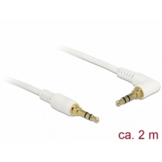 Delock Kabel Stereo Jack 3,5 mm 3 pin samec > samec pravoúhlý 2 m bílá