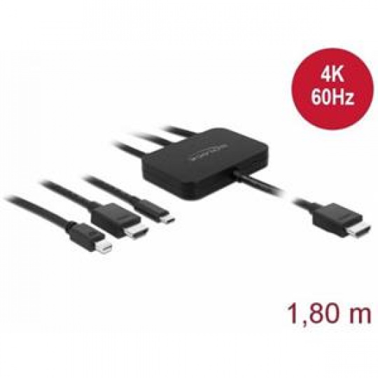Delock Kabelový adaptér USB-C™, HDMI nebo mini DisplayPort na 4K HDMI délky 1,8 m
