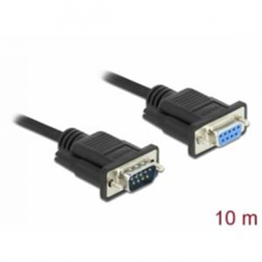 Delock Sériový kabel rozhraní RS-232 Sub-D9, ze zástrčkového na zásuvkový, délky 1 m, null modem