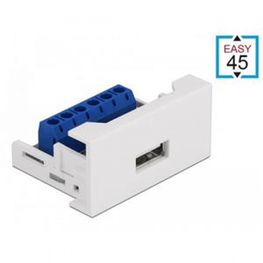 Delock Modul Easy 45 se zásuvkovým portem USB 2.0 Typu-A na svorkovnici 22,5 x 45 mm
