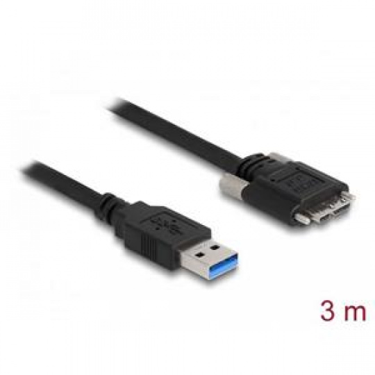 Delock Kabel USB 3.0 Typ-A samec na Typ Micro-B samec se šroubky 3 m