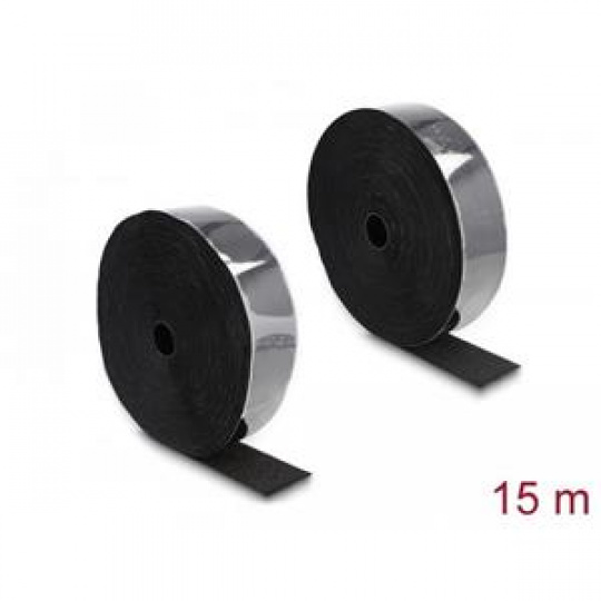 Delock Vysoce spolehlivý pásek na suchý zip, samopřilnavý, D 15 m x Š 50 mm, černý