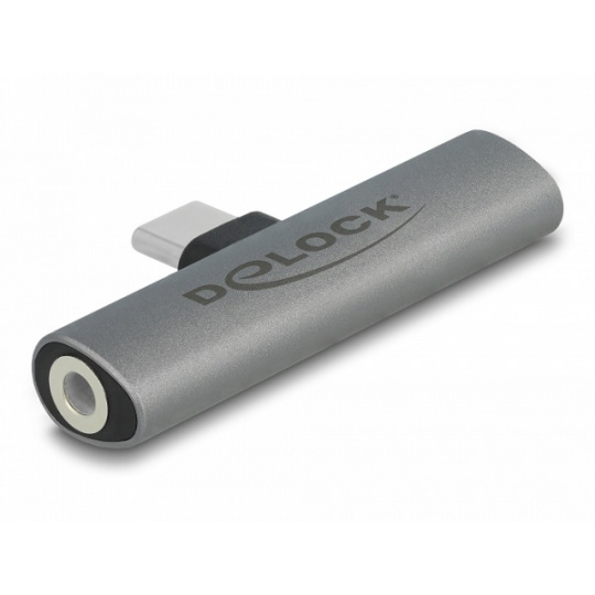 Delock Audio adaptér z USB Type-C™ na zásuvkový stereofonní konektor a USB Type-C™ PD, šedý