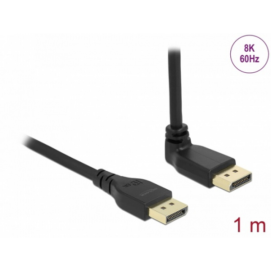 Delock DisplayPort kabel samec přímý na samec 90° pravoúhlý nahoru 8K 60 Hz 1 m bez západky