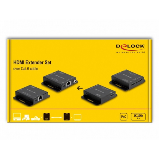 Delock Sada prodlužovače HDMI po kabelu Cat.6, 4K 30 Hz