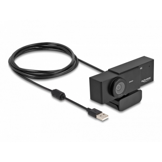 Delock Webová UHD kamera s rozhraním USB a s mikrofonem, 4K 30 Hz, zorný úhel 110° a stativ