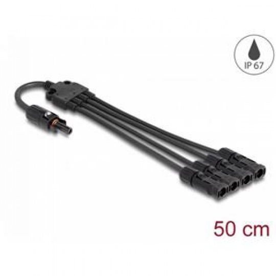 Delock Solární splitter kabel DL4, ze 1 x zástrčkový na 4 x zásuvkového, 50 cm, černý